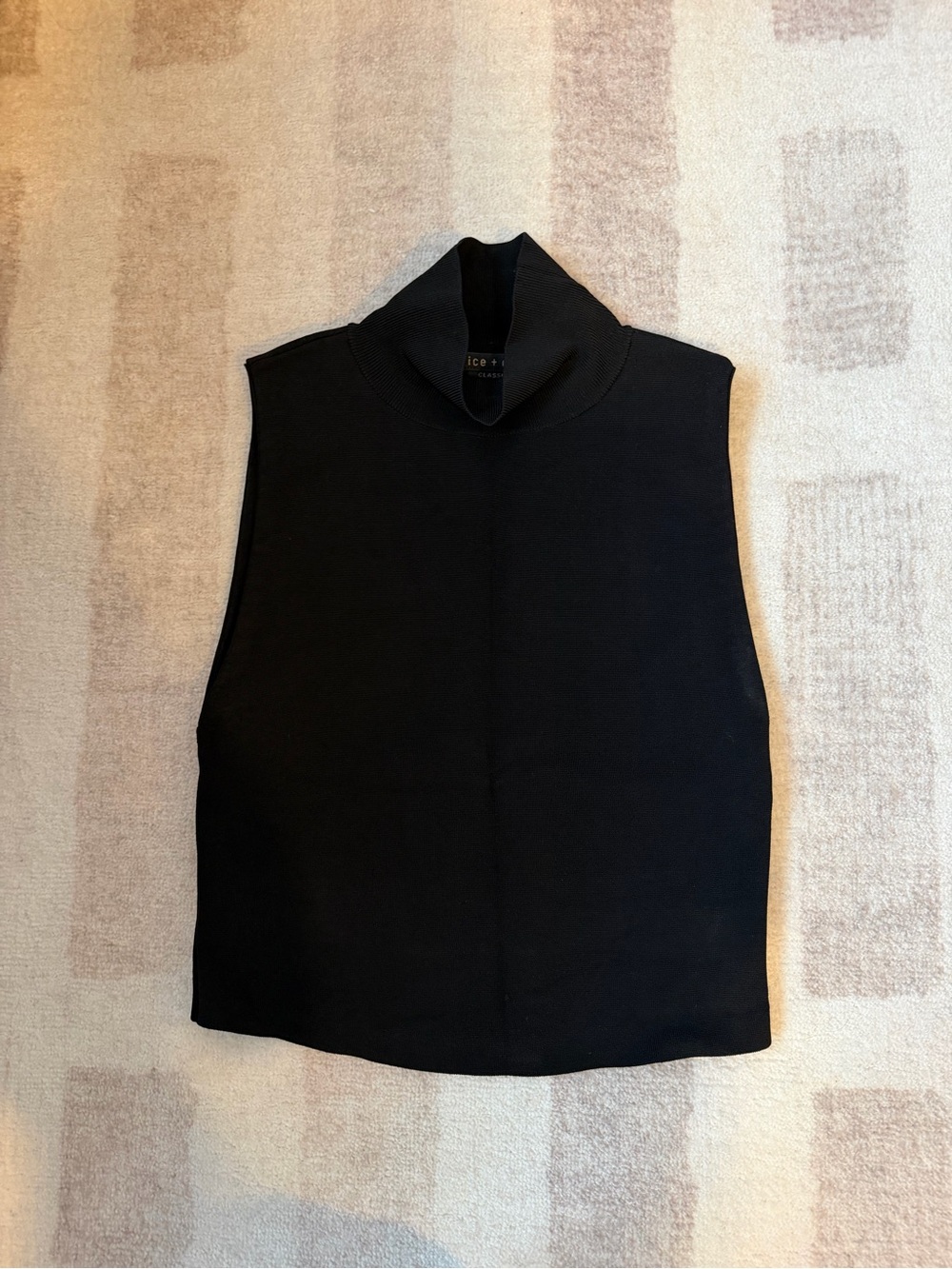 Alice + Olivia Black Sleeveless Turtleneck Tank